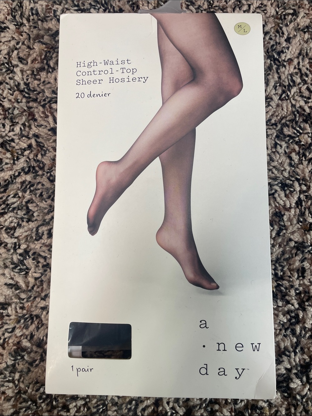 a new day Sheer High-Waist Control-Top Hosiery Ebony M/L NWT